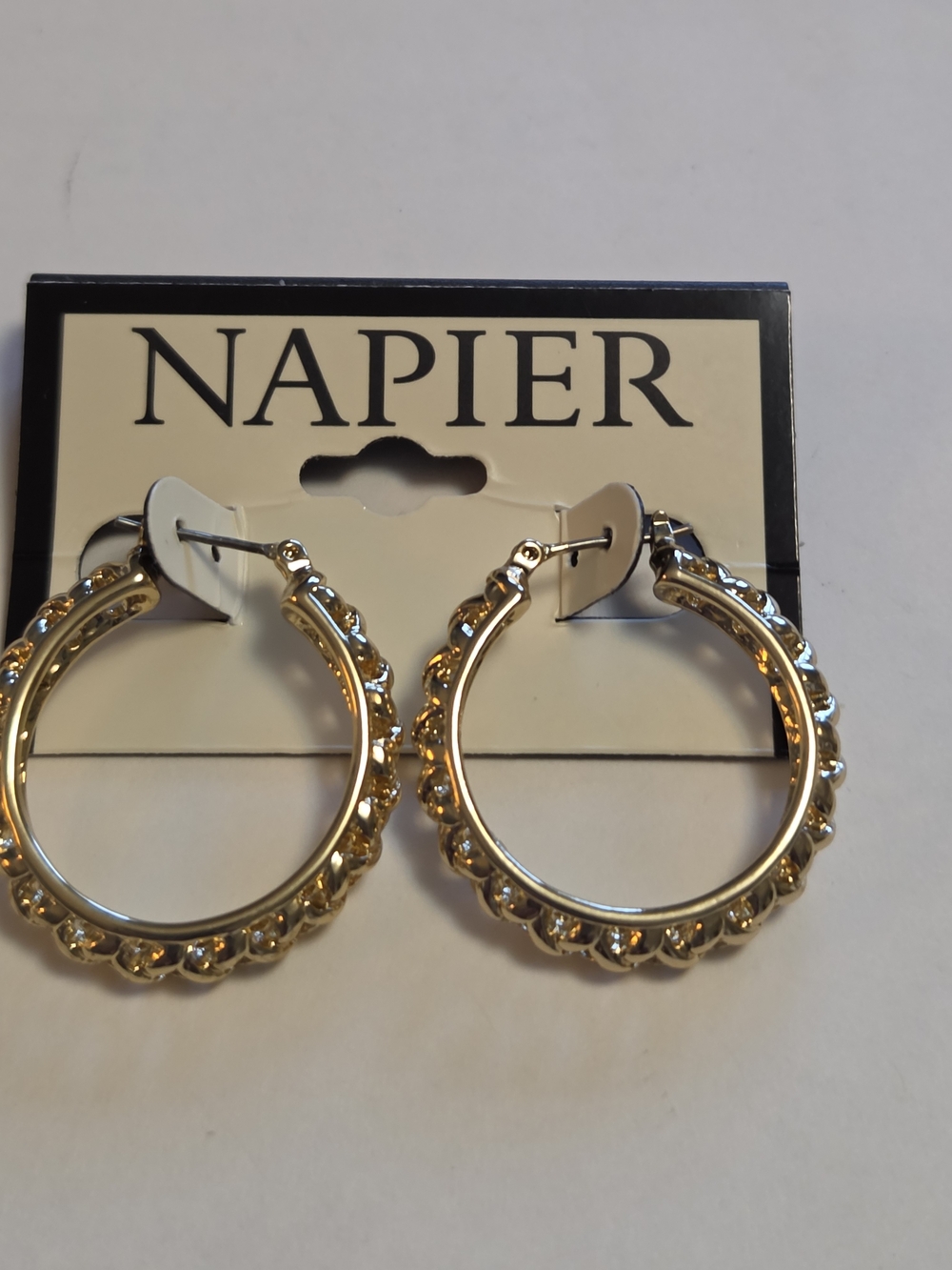 Napier Gold-Tone Open Braided Textured Hoop Earrings